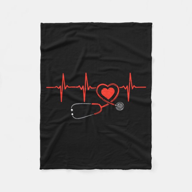 Couverture Polaire Heartbeat Scrub Valentine Nurse Valentines Day Rn  (Devant)