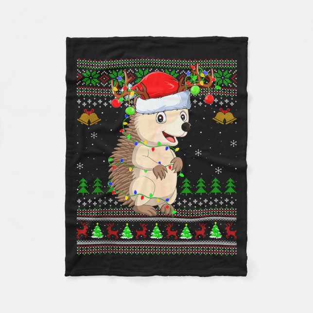 Couverture Polaire Hedgehog Ugly Christmas Sweaters Holiday Santa Cut (Devant)