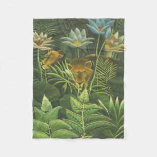 Couverture Polaire Henri Rousseau Jungle Tropical Lion Impression Vin