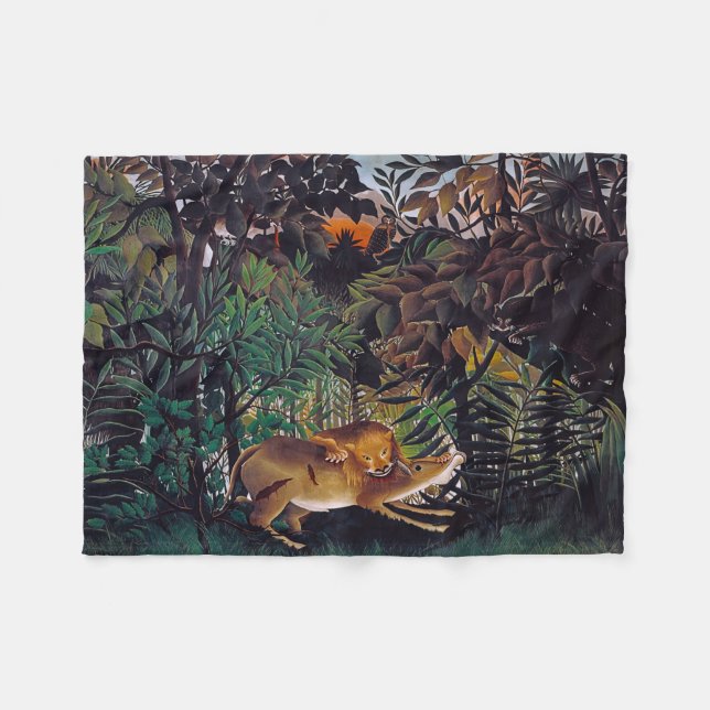 Couverture Polaire Henri Rousseau - Le lion affamé (Devant (Horizontal))