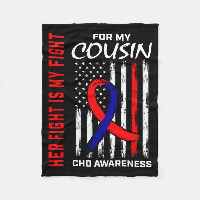 Couverture Polaire Her Fight Cousin Chd Awareness American Flag Graph (Devant)