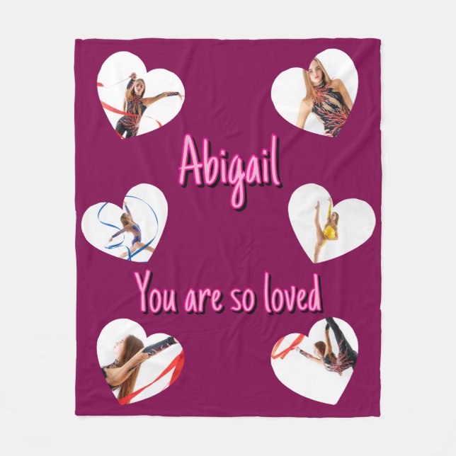 Couverture Polaire Her Valentine’s Day 6 Heart Shaped Photos Collage (Devant)