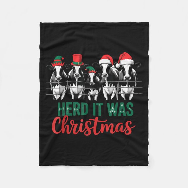 Couverture Polaire Herd It Was Christmas Cute Festive Cows Xmas Holid (Devant)