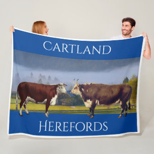 Couverture Polaire Hereford Cow and Bull, Vintage personnalisé