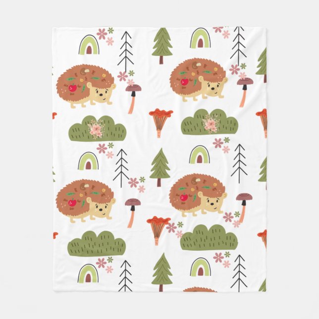 Couverture Polaire Hérisson Nature Floral Arc-en-ciel Motif (Devant)