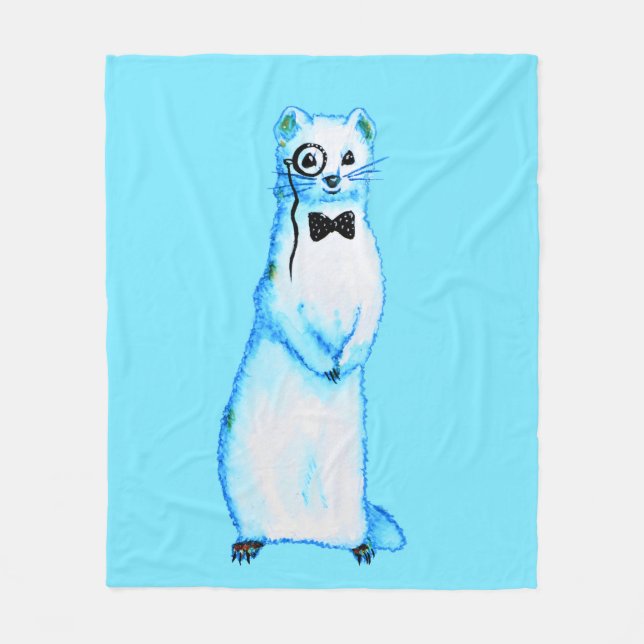Couverture Polaire Hermine de Belette Blanche Amour de Furet Art (Devant)