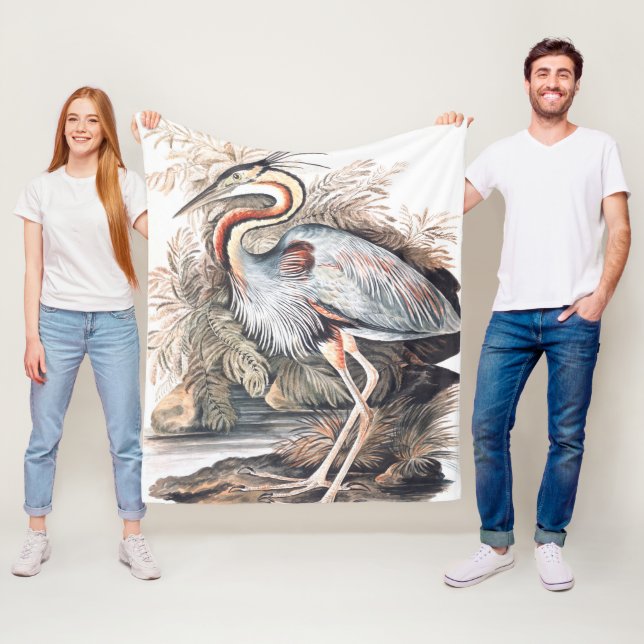 Couverture Polaire Héron pourpré élisabeth Gwillim Vintage    (En situation)