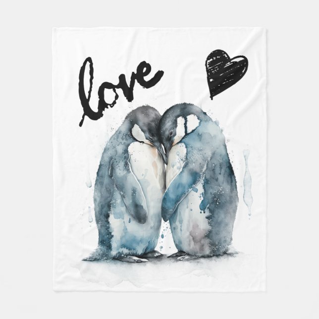 Couverture Polaire Heureuse Sainte-Valentin mignon avec amour pingoui (Devant)