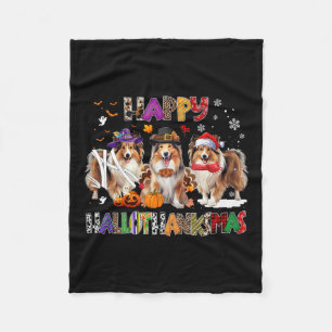 Couverture Polaire Heureux Hallothanksmas Shetland Sheepdog Amoureux 