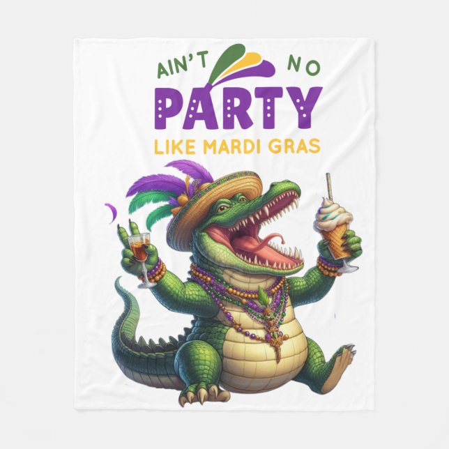 Couverture Polaire Heureux Mardi Gras Alligator (Devant)