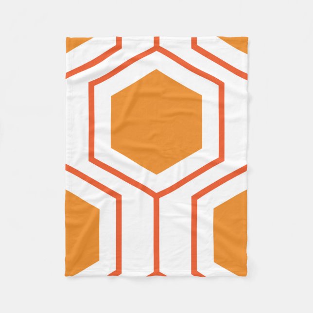 Couverture Polaire Hexagon abstract geometrical pattern in orange and (Devant)