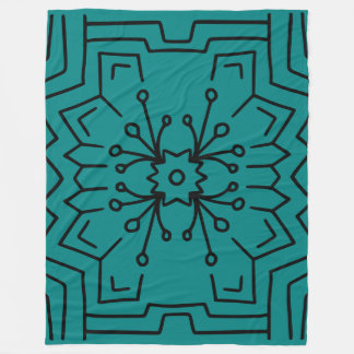 Couverture Polaire hexagone deco turquoise