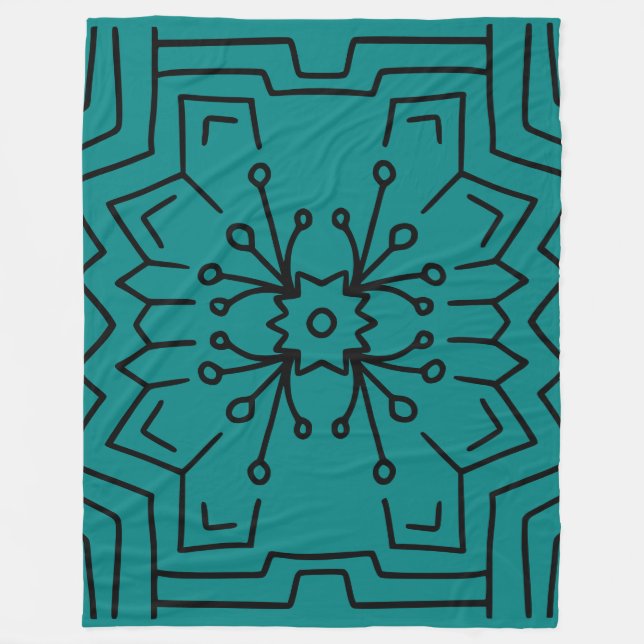 Couverture Polaire hexagone deco turquoise (Devant)