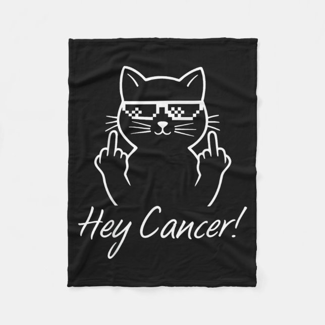 Couverture Polaire Hey Cancer Fu For Cancer Funny Cat Breast Cancer A (Devant)
