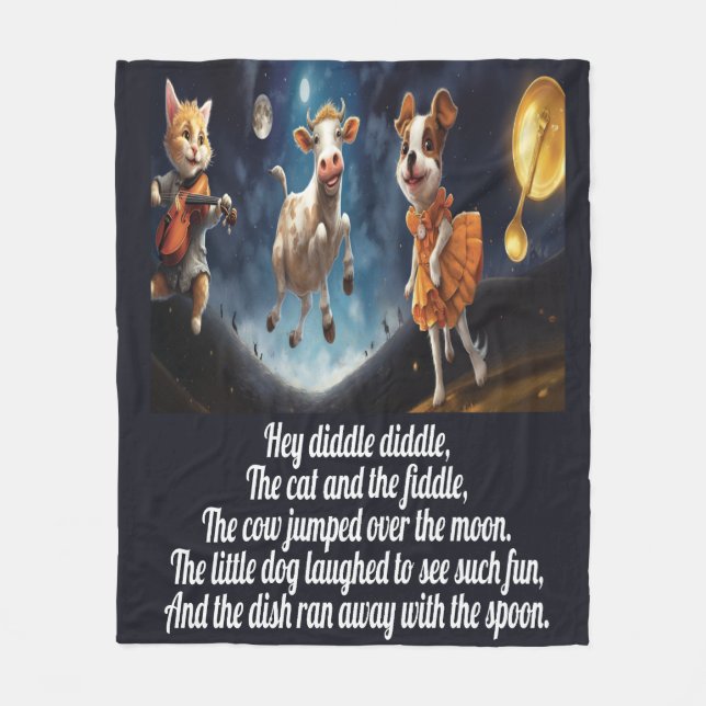 Couverture Polaire Hey Diddle Diddle - Nursery Rhyme Fleece Blanket (Devant)