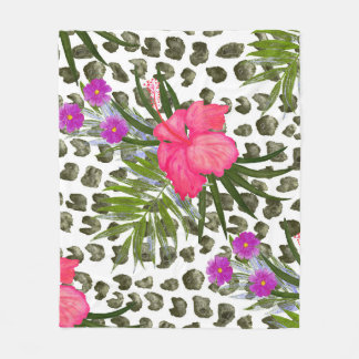 Couverture Polaire Hibiscus Animal : Aquarelle Motif sans joint.