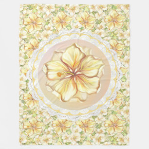 Couverture Polaire Hibiscus & dentelle JAUNE