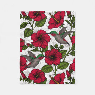 Couverture Polaire Hibiscus et colibris