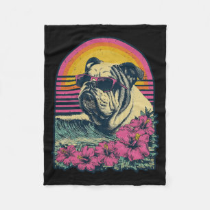 Couverture Polaire Hibiscus Fleurs de Floral Bouledogue Britannique É