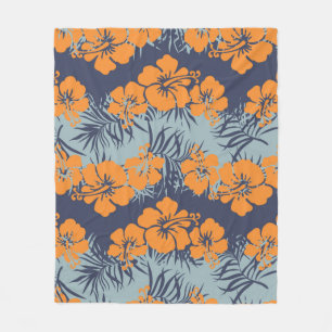 Couverture Polaire Hibiscus fleurs sans couture motif, Vintage fleuri