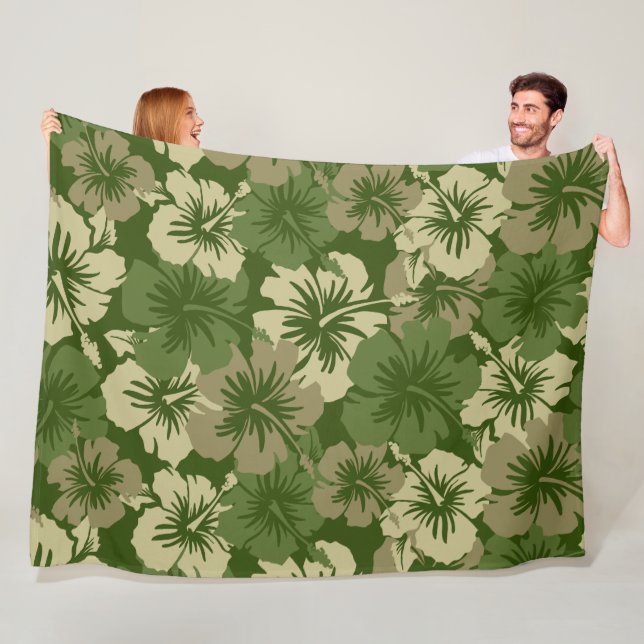 Couverture Polaire Hibiscus Hawaiian Floral Aloha - Camo (En situation)