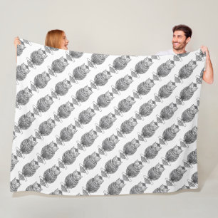 Couverture Polaire Hibou (blanc) - Plaid en laine