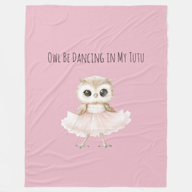 Couverture Polaire Hibou dansant tutu rose ballerine (Devant)