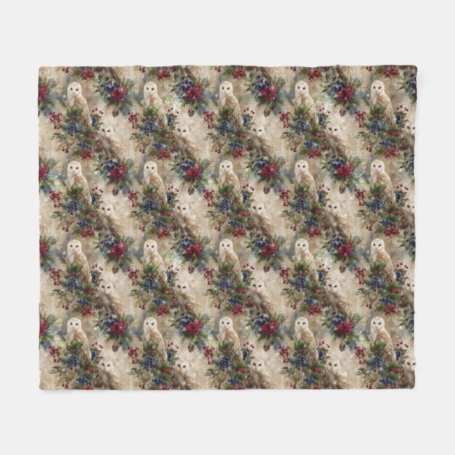 Couverture Polaire Hibou Floral Enchantant (Devant (Horizontal))