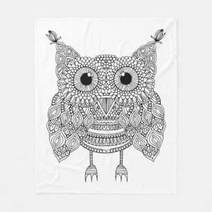 Couverture Polaire Hibou mignon de griffonnage