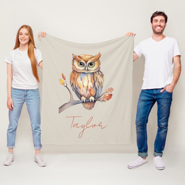 Couverture Polaire Hibou Personnalisé (En situation)