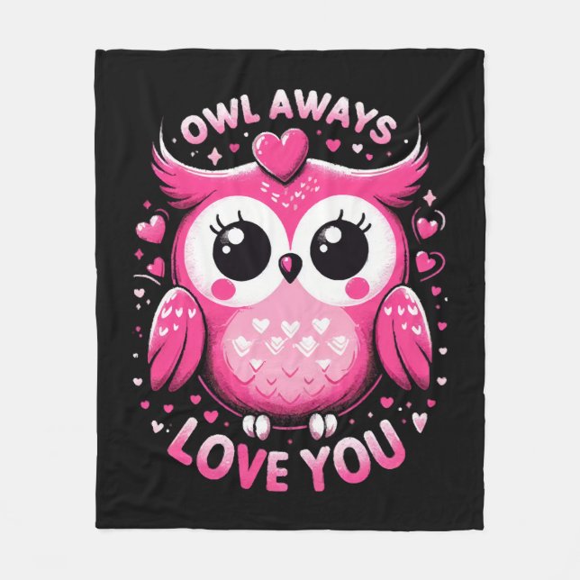 Couverture Polaire Hibou t'aime toujours - Saint Valentin (Devant)