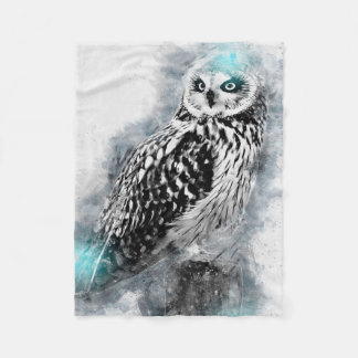 Couverture Polaire Hibou | Vie forestière | Cadeau Pour Chouette