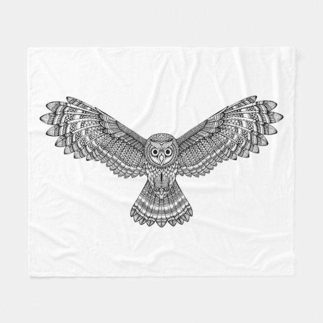 Couverture Polaire Hibou Zendoodle de vol (Devant (Horizontal))