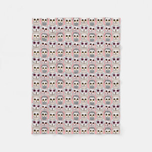 Couverture Polaire Hiboux Bébés sur Fond Rose Pâle Motif
