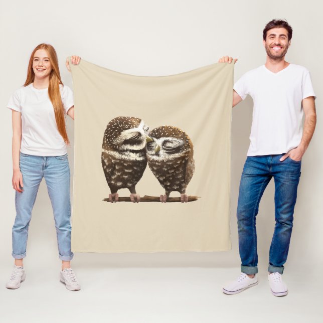 Couverture Polaire Hiboux sages (En situation)