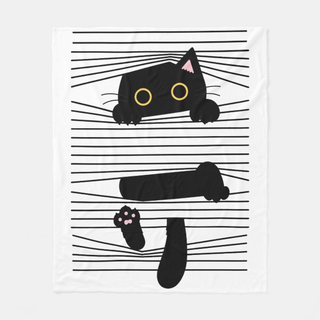 Couverture Polaire Hidden Black Cat Cute Funny Minimalist Animal Love (Devant)