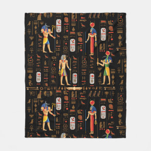 Couverture Polaire Hiéroglyphes et divinités de l'Égypte d'or sur le