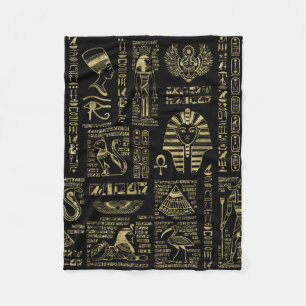 Couverture Polaire Hiéroglyphes et or égyptiens de divinités sur l