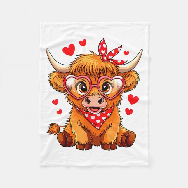 Couverture Polaire Highland Cow Valentines Day Funny Hearts Valentine (Devant)