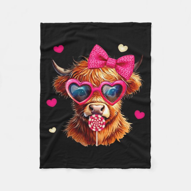 Couverture Polaire Highland Cow Valentines Day Funny Hearts Valentine (Devant)