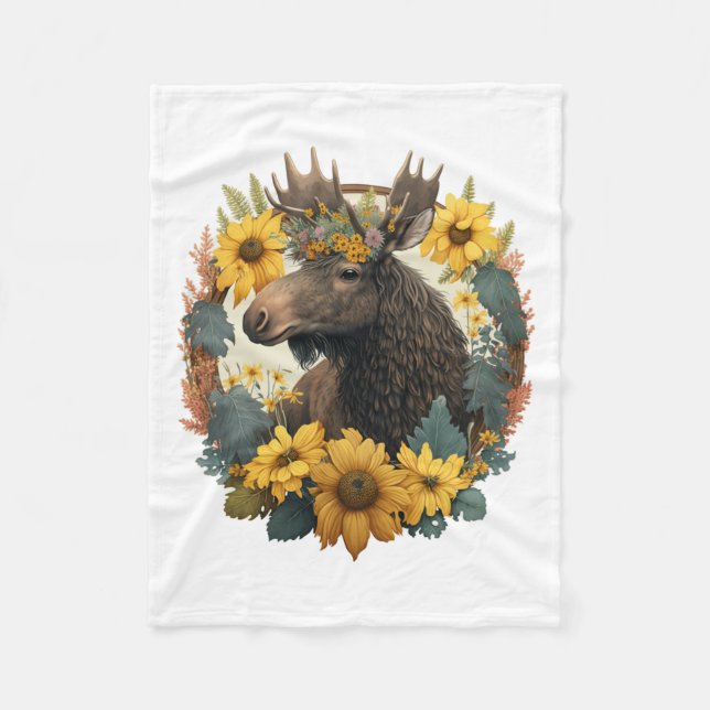 Couverture Polaire Hippie de tournesol Moose Florale Longues Manches  (Devant)