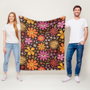 Couverture Polaire Hippie Psychédélique les années 70 Fleurs Super Mo