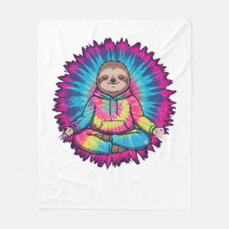 Couverture Polaire Hippie Sloth Peace Sign Tie-Dy