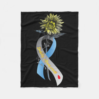 Couverture Polaire Hippie Tournesol Gris Bleu Ruban Type 1 Diabète