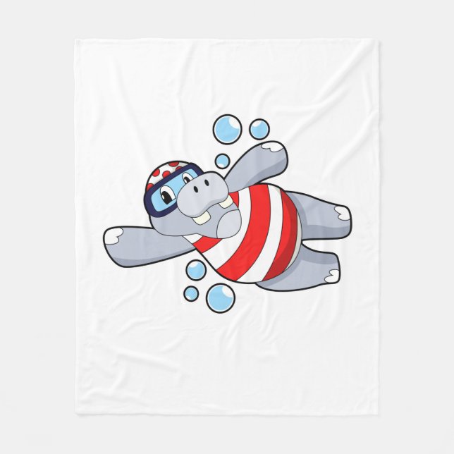 Couverture Polaire Hippo comme Plongeur avec lunettes de natation (Devant)