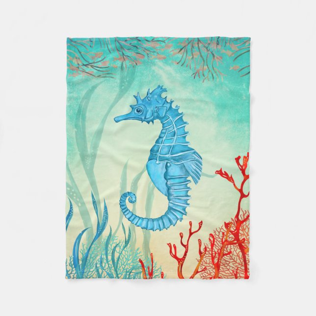 Couverture Polaire Hippocampe bleu (Devant)