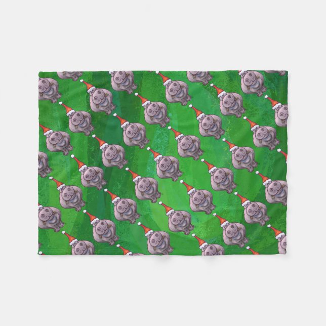 Couverture Polaire Hippopotame dans le motif de casquette de Père (Devant (Horizontal))