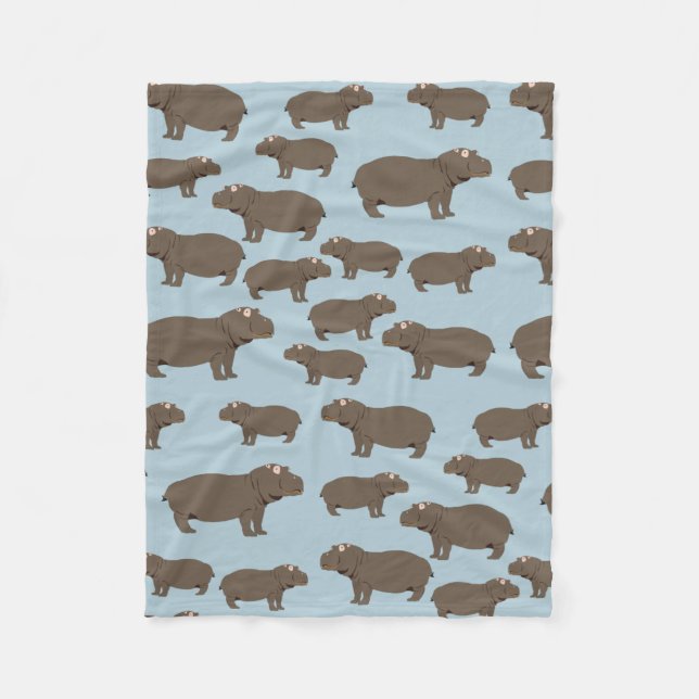 Couverture Polaire Hippopotame Hippo Motif (Devant)
