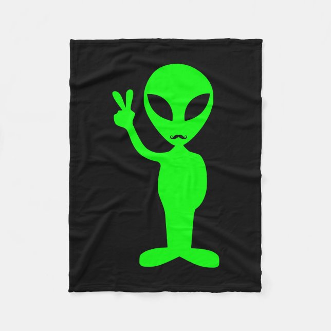 Couverture Polaire Hipster Mustache Alien vert (Devant)