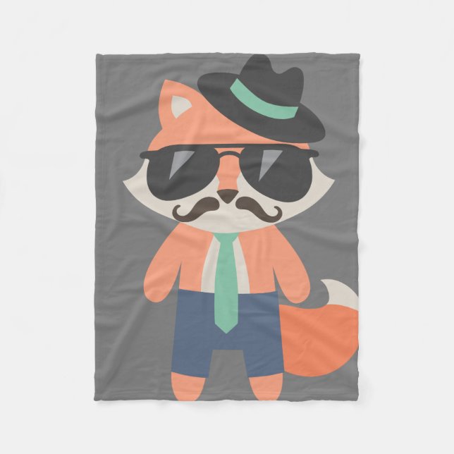 Couverture Polaire Hipster Mustache M. Cool Fox Baby (Devant)